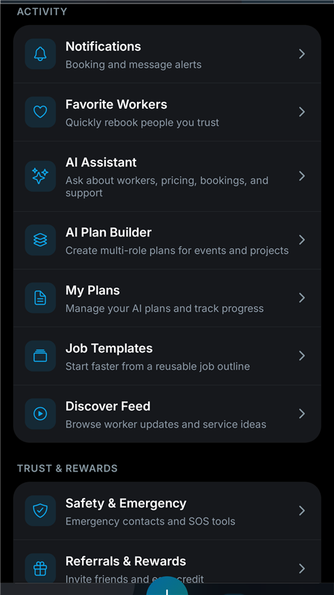 GigSwift customer app features including Naledi AI assistant